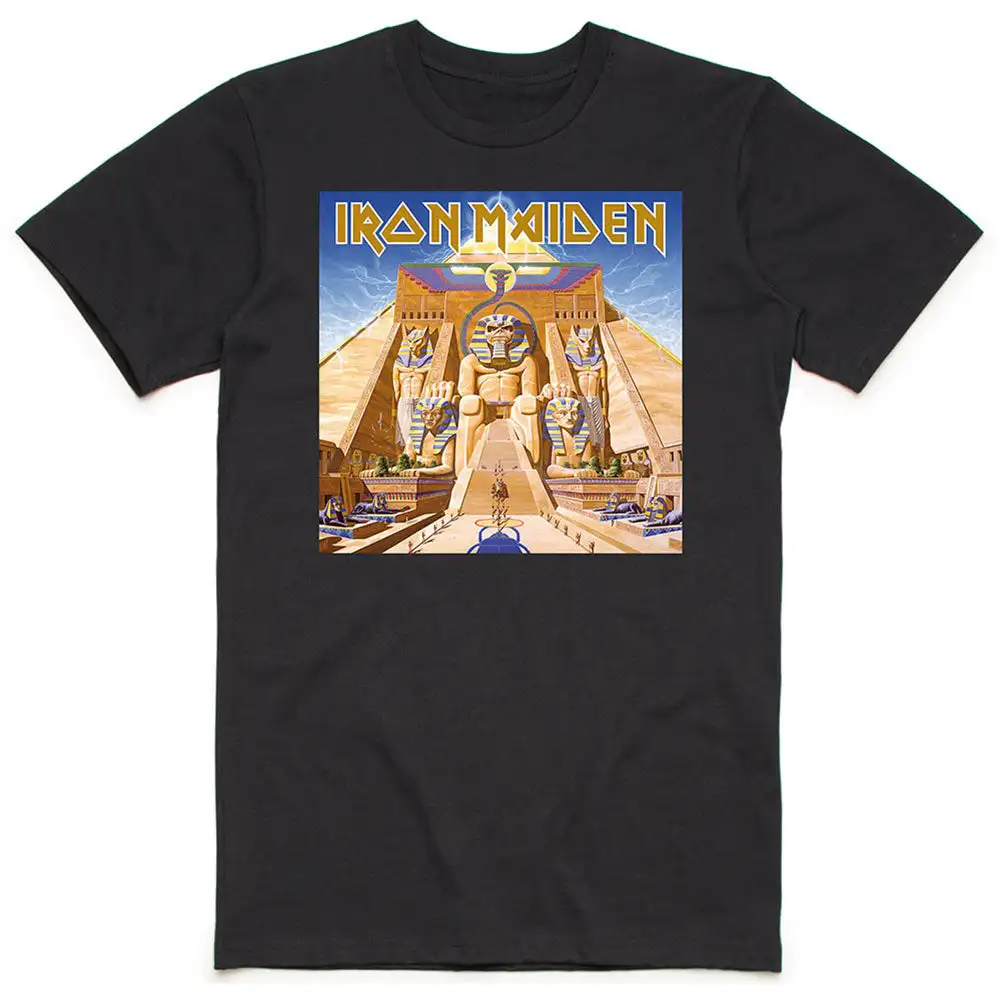

Iron Maiden Powerslave Album Cover Box Band Graphic Print Summer Autumn Winter Men's and Women's Short Sleeved T-shirt Casual