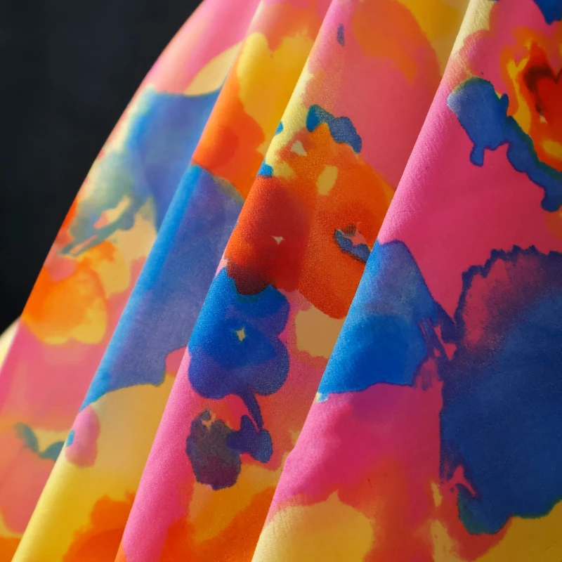 Spring and Summer Elastic Skin Friendly Drape Color Tie Dye Silk, Mulberry Silk, Silk Fabric Designer Dress Fabric