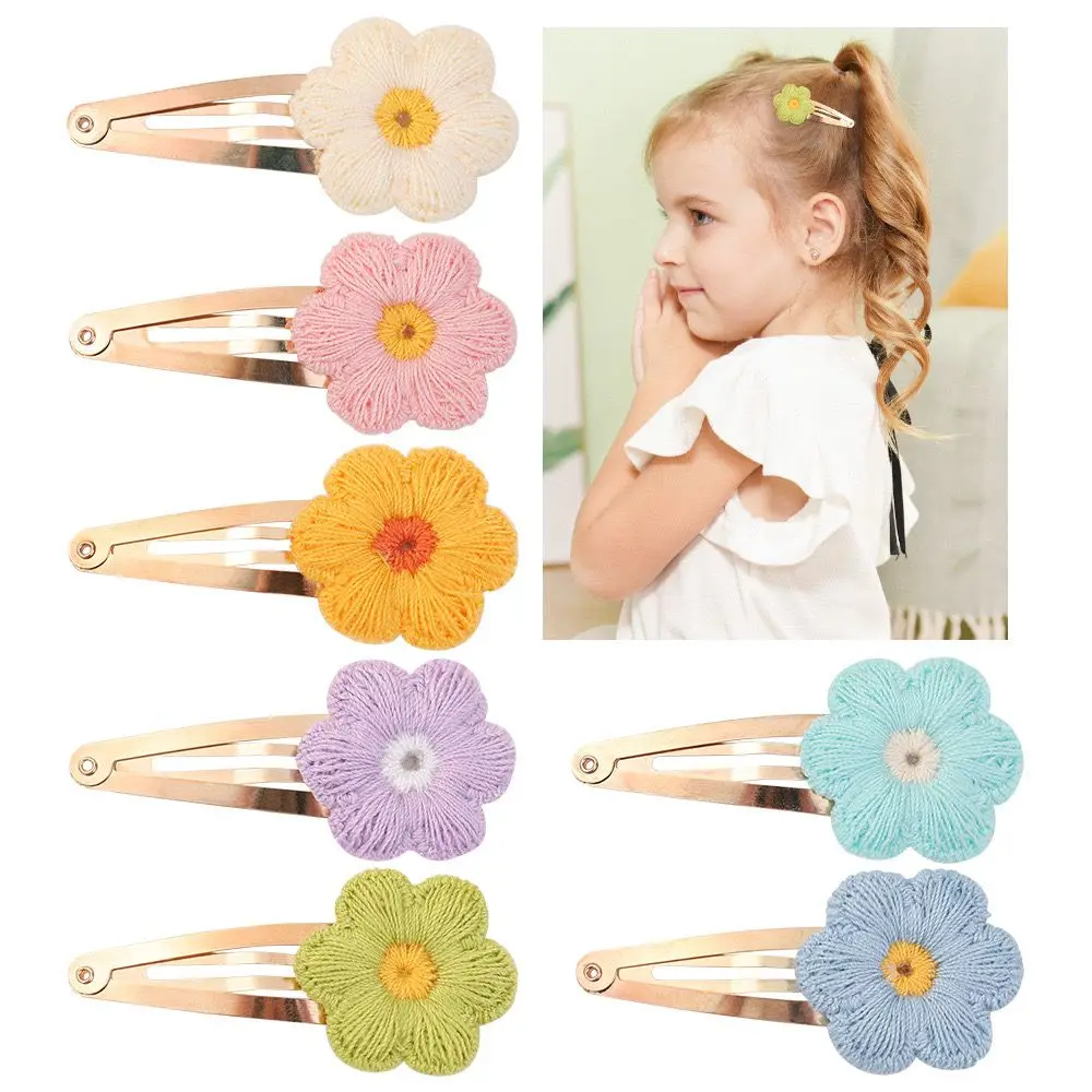 60pc/lot 2.2” Daisy Flower Snaps Hair Clips for Women Kids Girls Snap Hair Pins Embroidery Hairpins Baby Girl Floral Barrettes