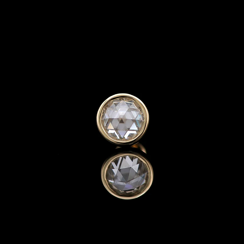 

Provence 18/14/10K Yellow Gold DEF VVS Rose Cut Round Moissanite Stone Stud Earrings for Women Trendy Customized Gift