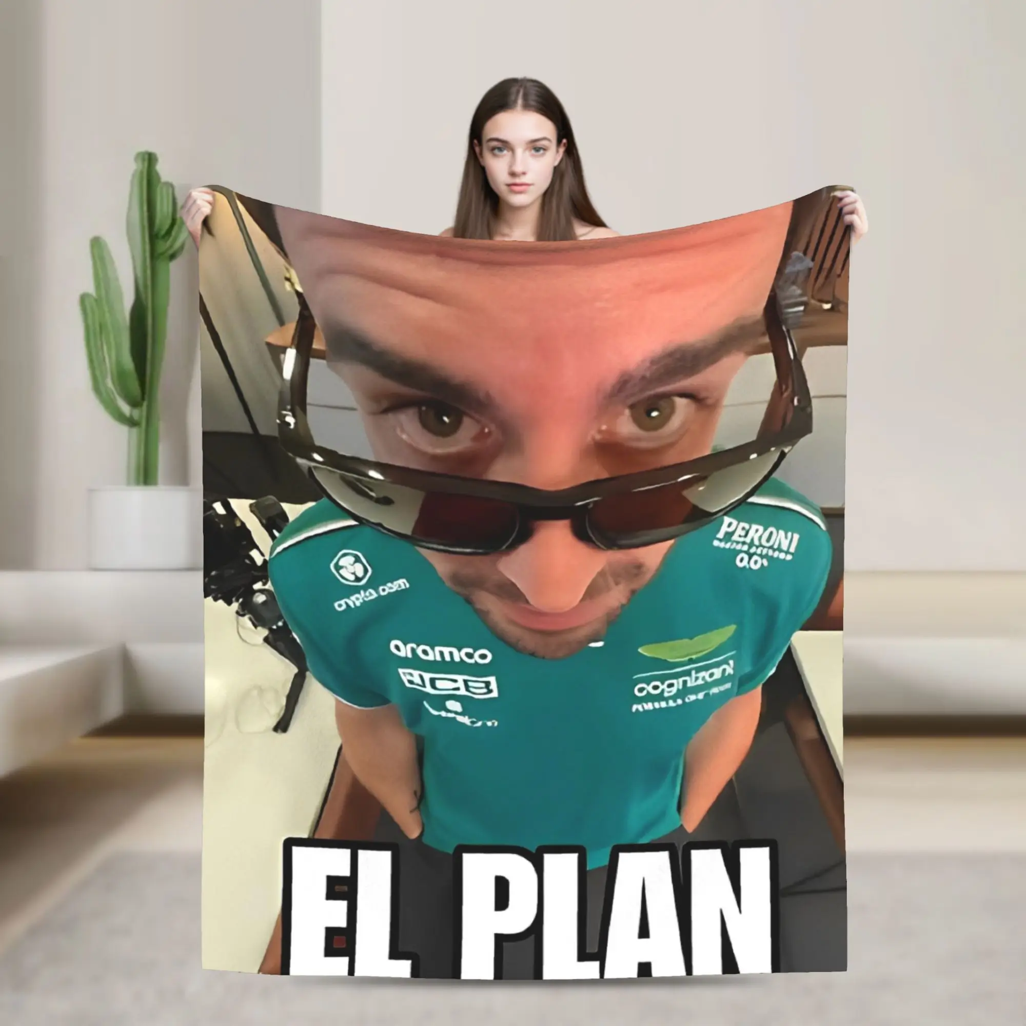 El Plan Fernandos Alonsos بطانية السفر مكتب الفانيلا رمي بطانية للأريكة كرسي لينة دافئة مخصصة جودة المفرش