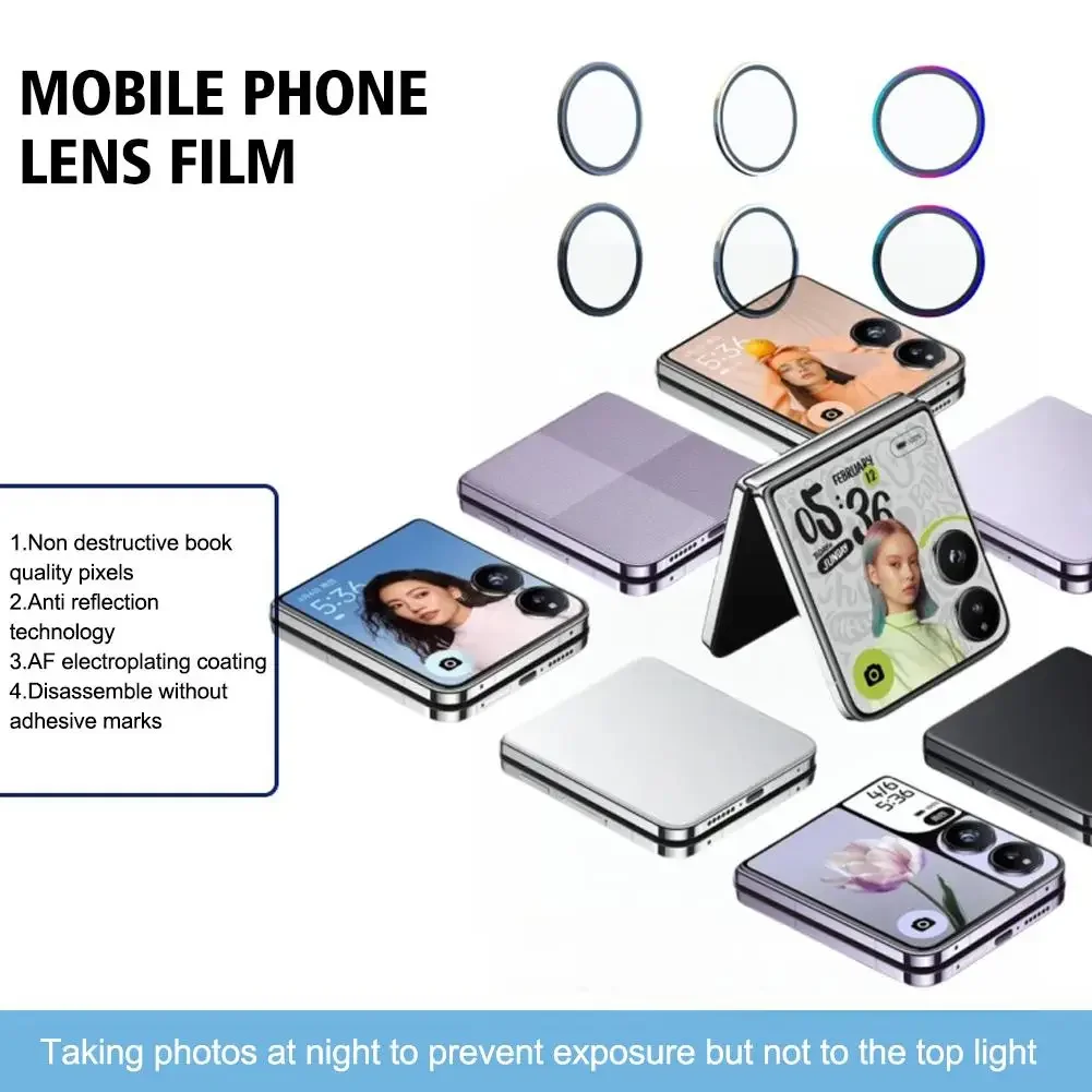 

Eagle Eye Alloy Frame 9H HD Glass Lens Film Cap Ring For Xiaomi Mix Flip MixFlip Metal Rear Camera Hollow Protector Matte Film