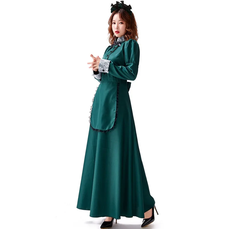 Ele lange rok meid kostuum Europese dame Halloween cosplay outfit Vintage dienaar orm dameskleding huishoudster Dr