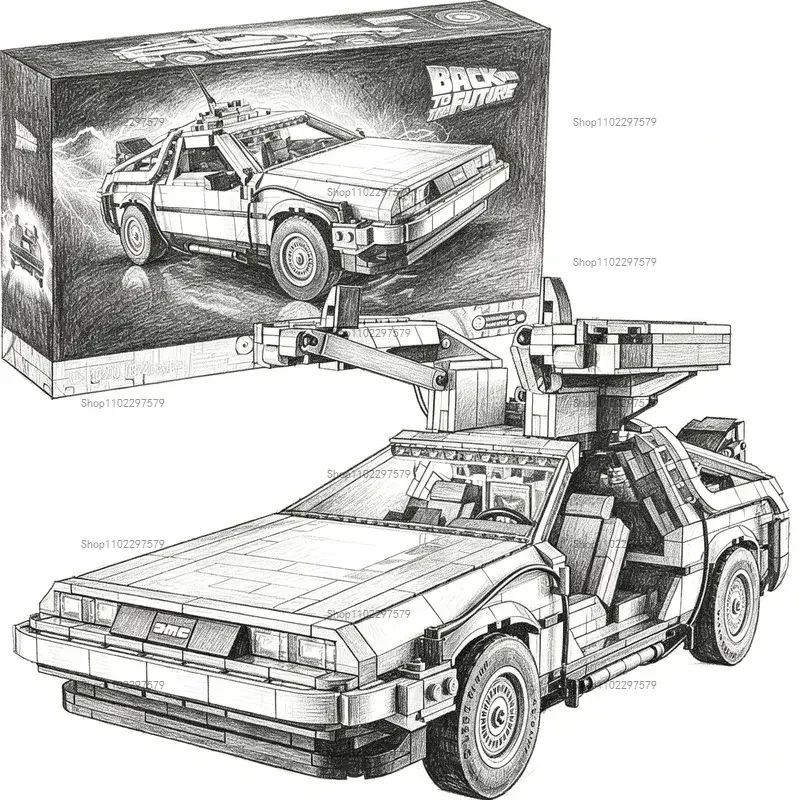 

2026 New Back to The Future Time Machines Building Blocks Sets 1872PCS Creative Model STEM Toy Kid Adult Home Office Decor Gifts