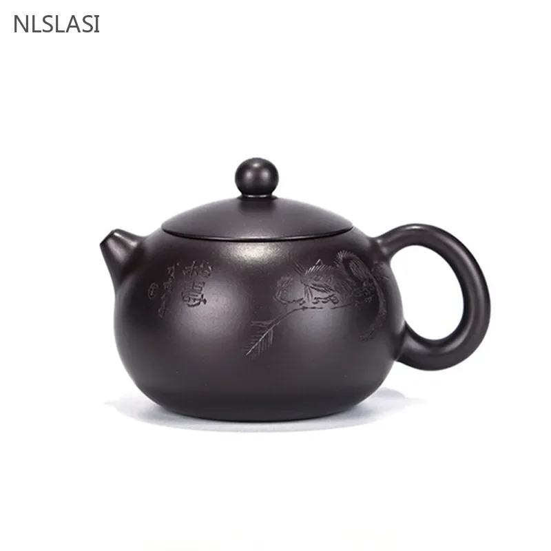 

120ml Classic Yixing Purple Clay Teapot Handmade Ball Hole Filter Kettle Customized Beauty Xishi Tea Infuser Zisha Tea Set