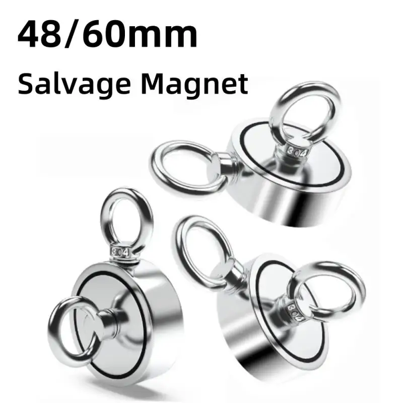 

M48 Strong Neodymium Fishing Magnet Double Side Double Ring Search Magnet Search Hook Super Powerful Salvage Magnetic