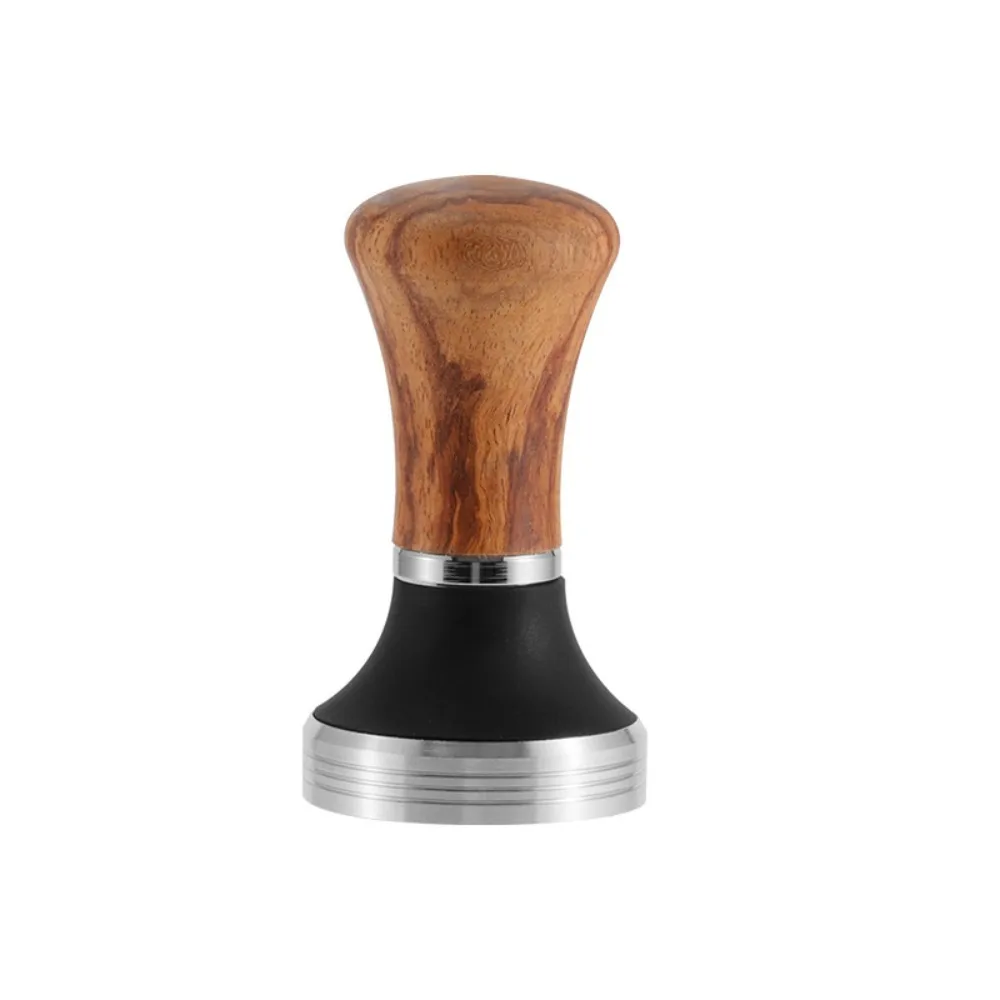 Stainless Steel Flat Base Coffee Tamper 51/53/58 MM Walnut Handle Coffee Powder Pressing Hammer Manual Detachable