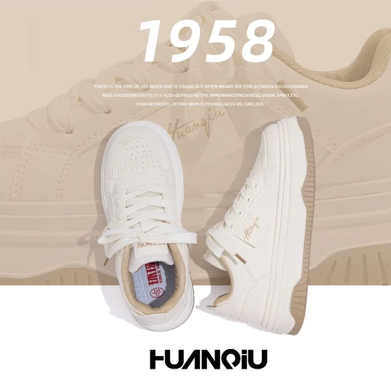 2024 New Spring Sports Running White Chunky Sneakers Women Shoes Platform Lace Up Flats Trend Spring Casual Vulcanized Shoes