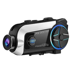 Fodsports FX30C PRO Motorcycle Intercom with Camera Helmet Headsets Bluetooth Intercoms,1080P DVR Camera Wifi Recorder Headphone