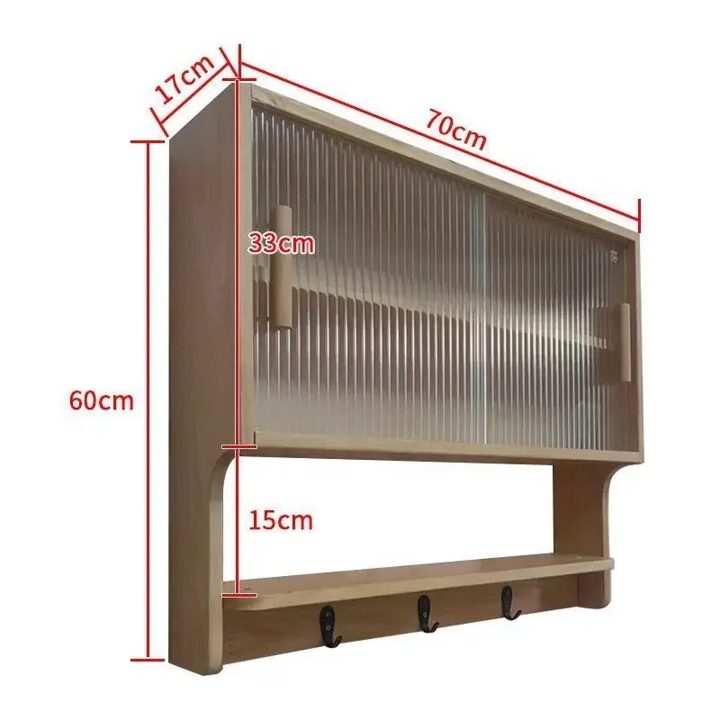 Dining side cabinet Wall rack Suspended rubber wood Wall-mounted kitchen Restaurant wall cabinet Small apartment storage New