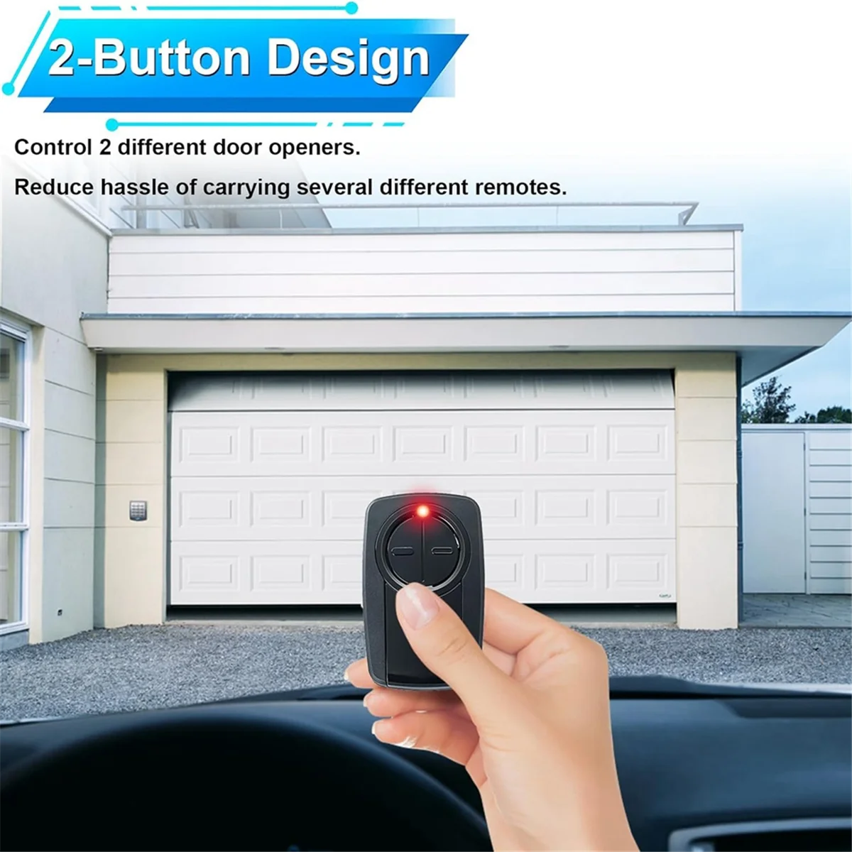 Klik5U-Bk2 Klik3U-Bk Universal 2-Button Garage Door Opener for Red/Orange/Purple/Green/Yellow Learn Button or Dip Switch_A02I