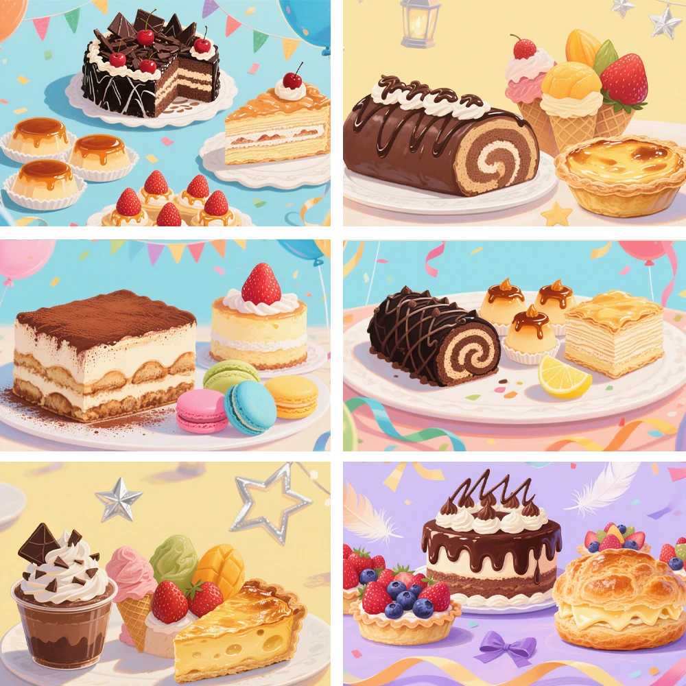 

Cake Birthday Party Supplies Backdrop Ice Cream Donuts Lollipop Photo Background Baby Shower Table Decoration Photography Prop