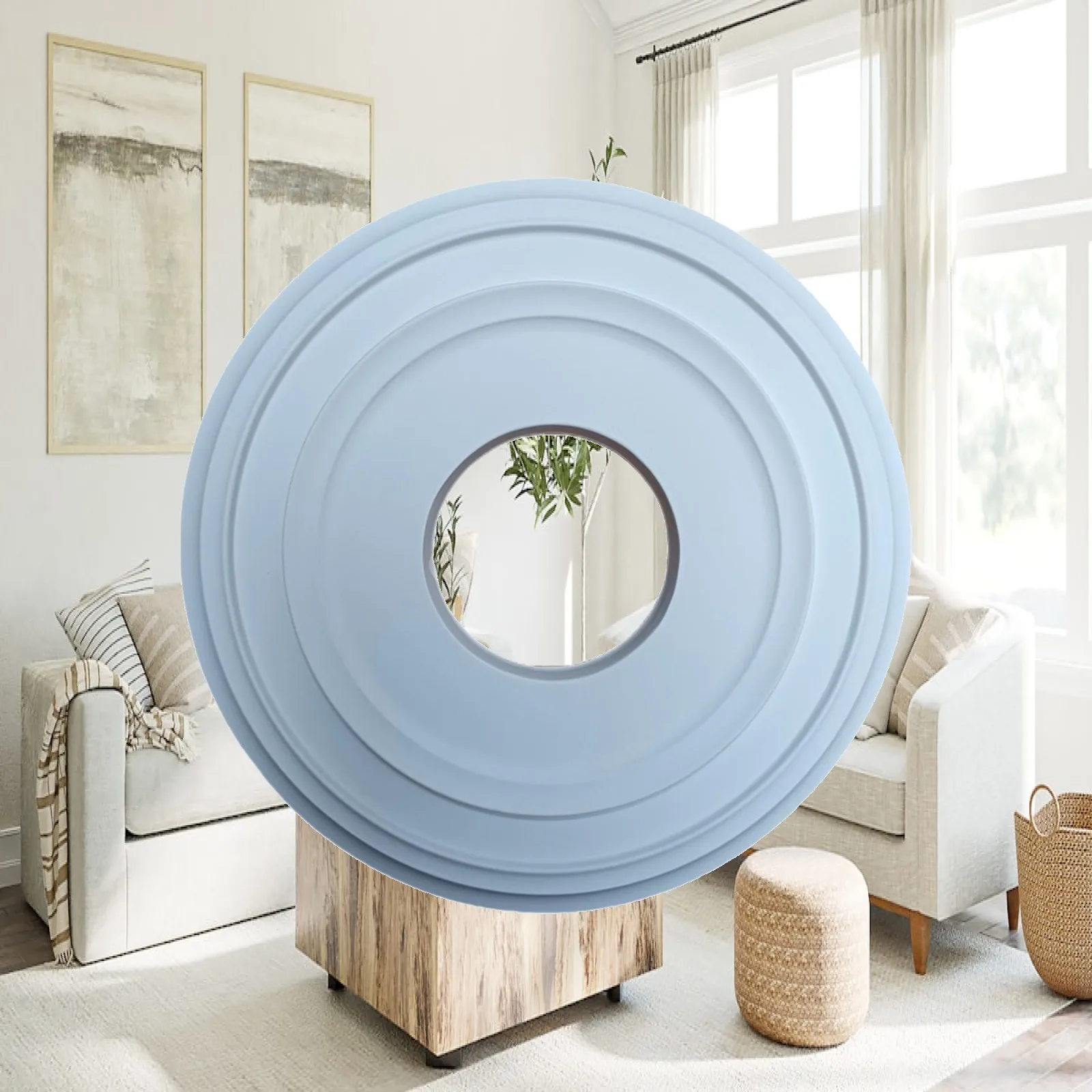 PU Ceiling Medallion Base Round Vintage Cover Plate for Modern Hanging Ceiling Lamps Interior Decoration