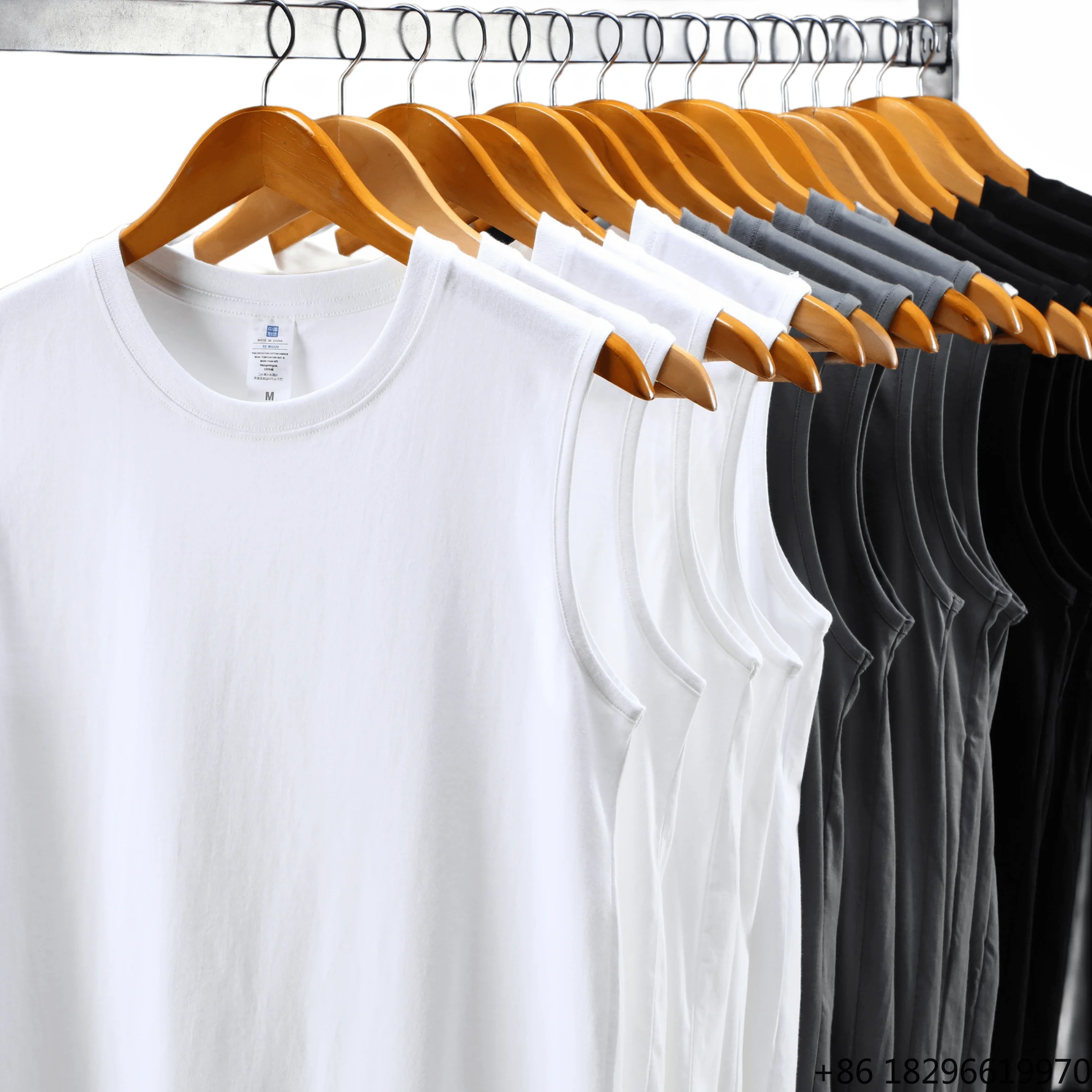 Man Gym Fitness Muscle Shirts Tee 230g Heavyweight Tank Singlet Cotton T-shirts Men's tank Top Undershirt for Men