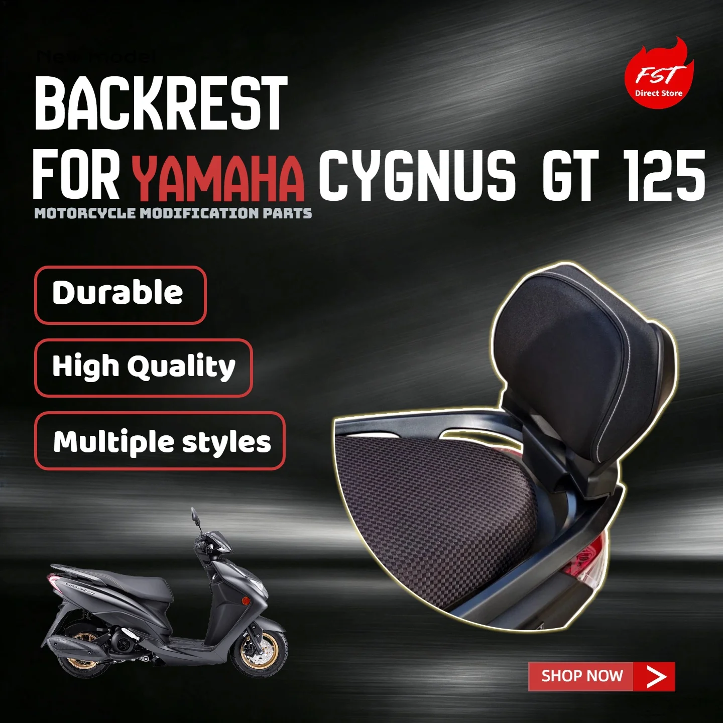 For YAMAHA Cygnus GT 125 Scooter Modified Rear Passenger Backrest Waist Cushion No‑Drill Installation Accessories