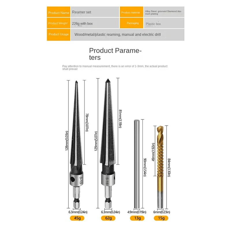 【Must-Haves】1 Set Handheld Tapered Reamer Set As Shown Bridge Pin Hole Tapered Reamers Machinist Luthier Tools