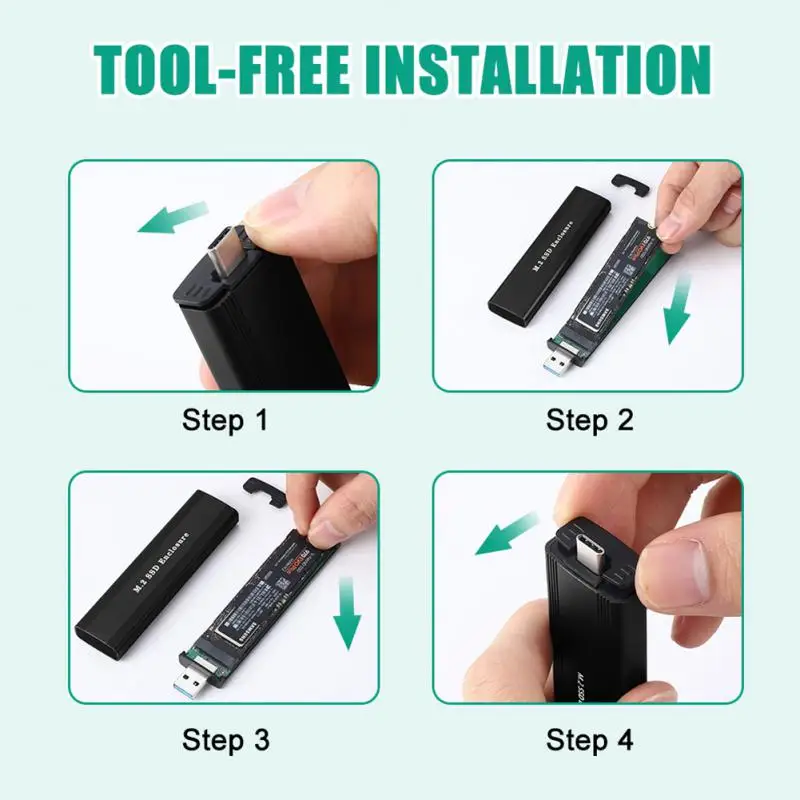 RYRA 2 In 1 M2 SSD Case M.2 Ke USB 3.1 Gen 2 NVMe SSD Enclosure untuk Nvme PCIE M Key/NGFF SATA B Key SDD Hard Disk Box Adapter