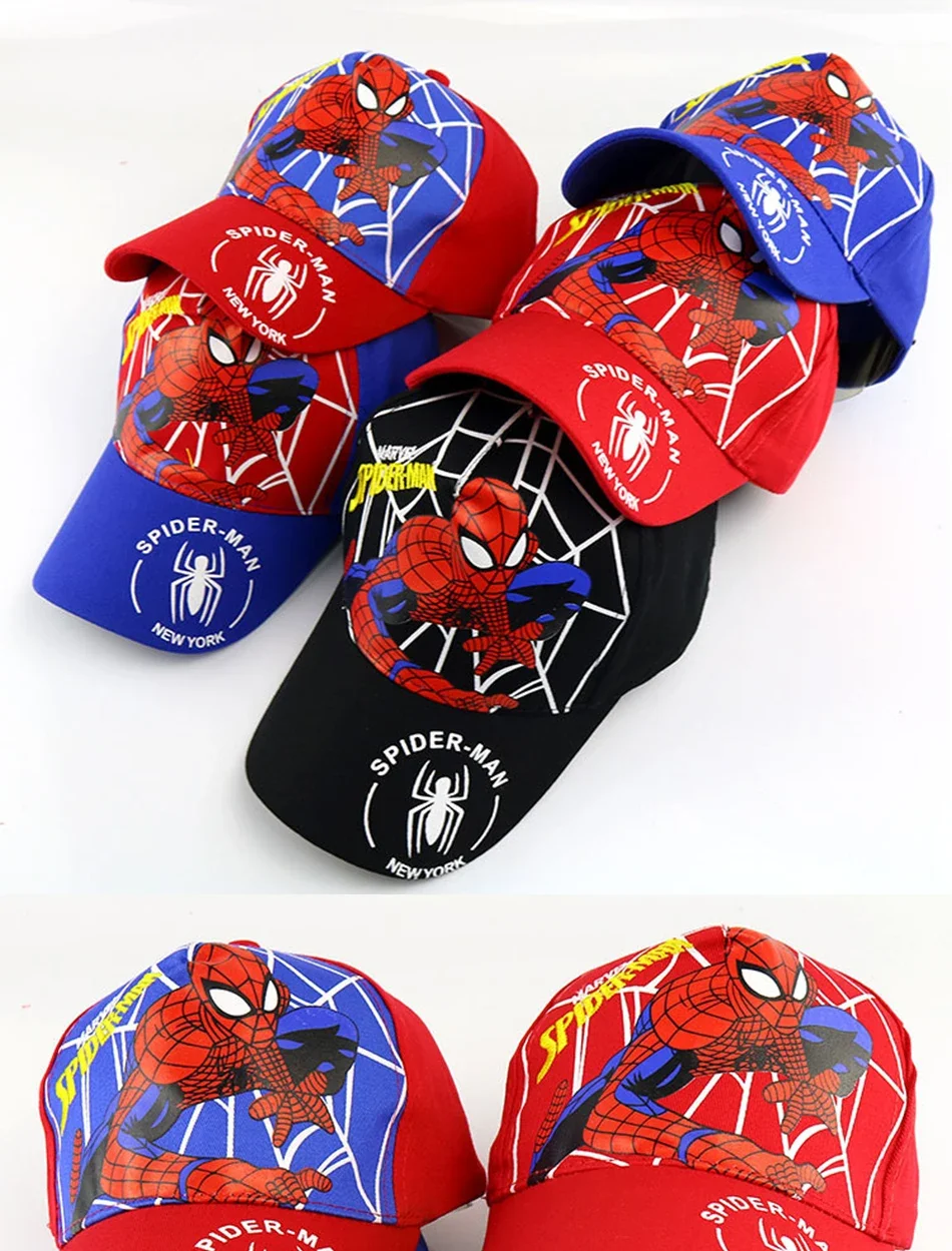 Disney Anime Cute Spiderman Kids Hats For Boys Girls Summer Autumn Baby Baseball Cap Children\'s Hip Hop Sun Hat Child Visor Caps