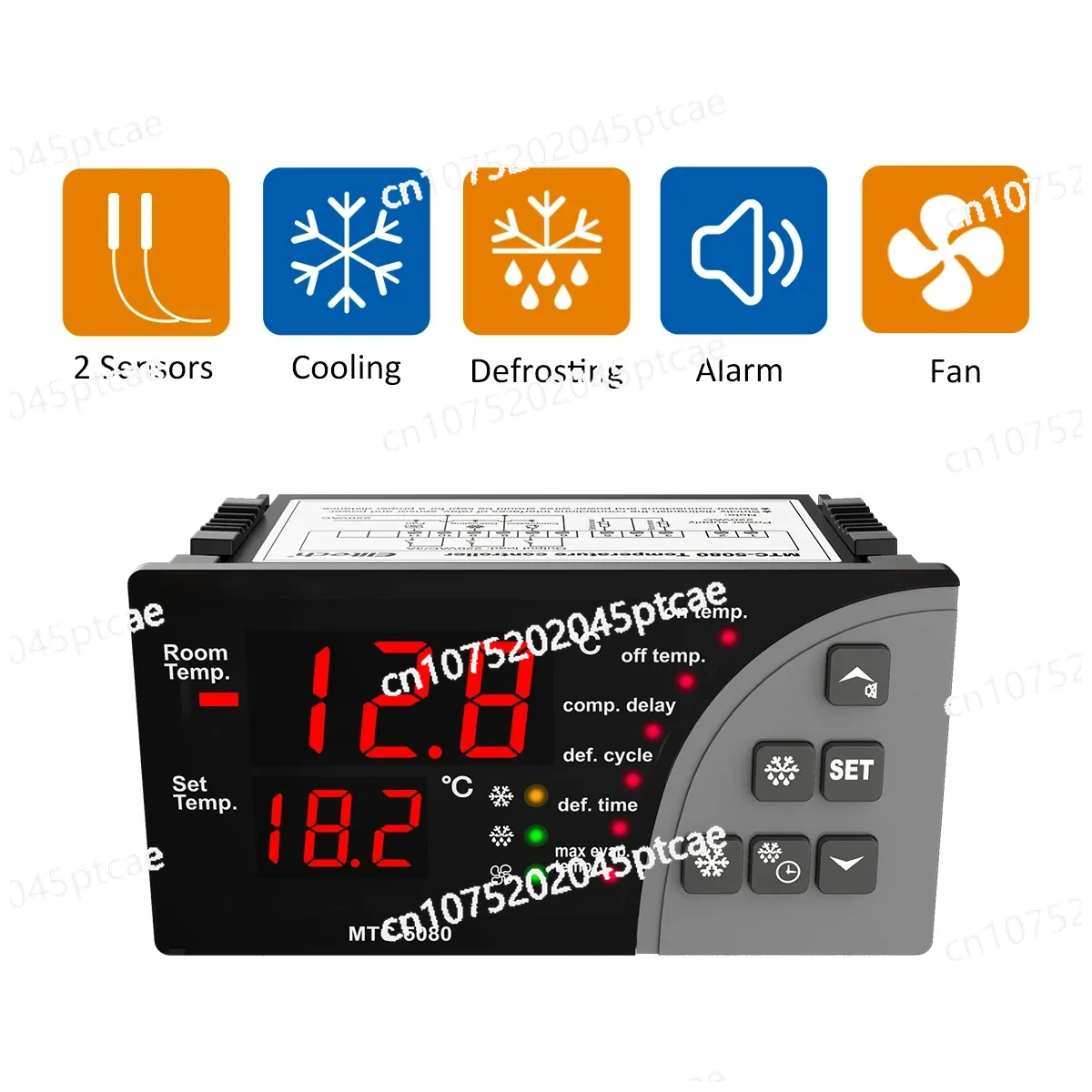 

MTC-5080 Digital Temperature Controller Universal Thermostat Cold Room Refrigerator Cooling Defrost Fan 110V 220V