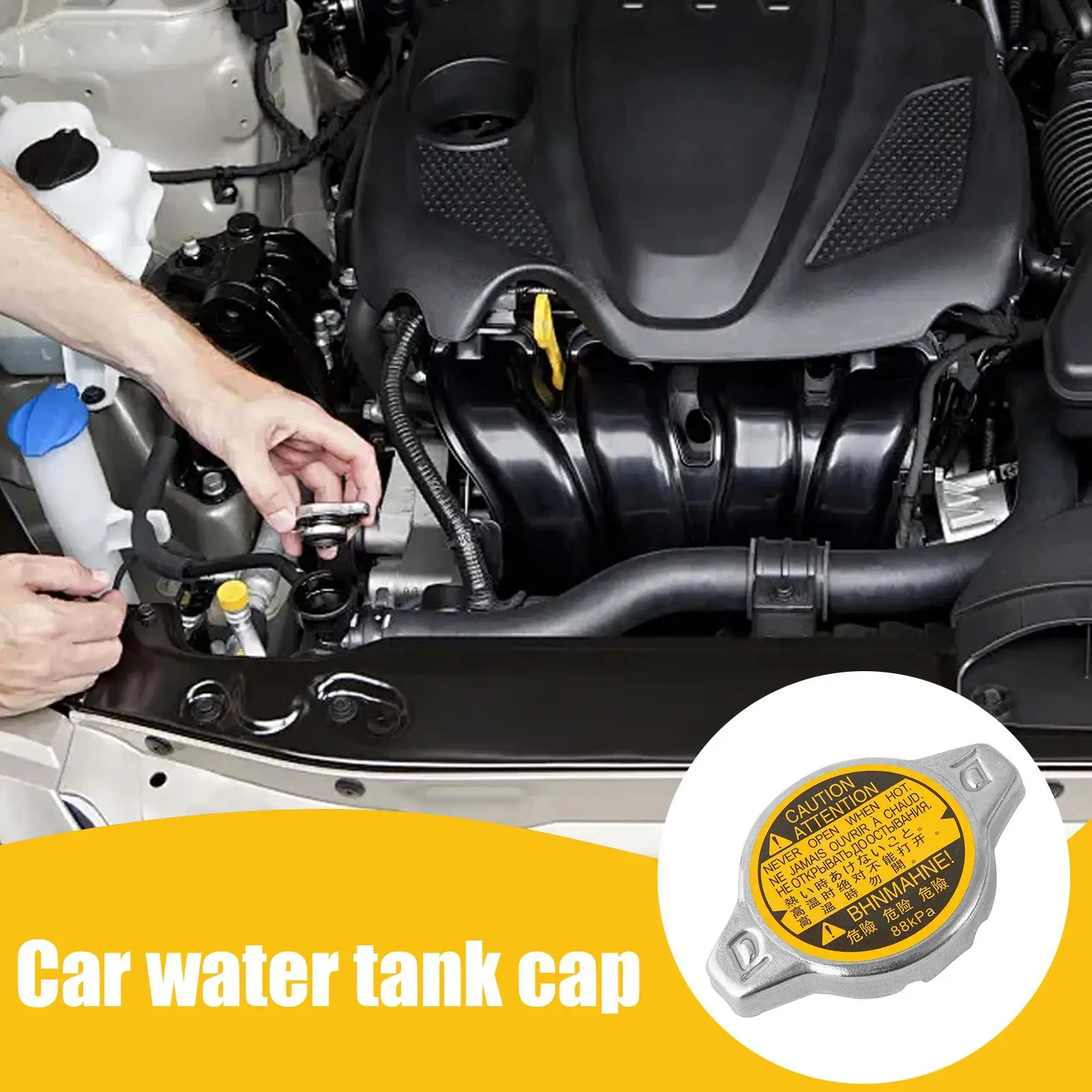 استبدال غطاء المبرد السيارات الفولاذ المقاوم للصدأ خزان غطاء عازل تبديد الحرارة استبدال أجزاء للسائقين القياسية #3