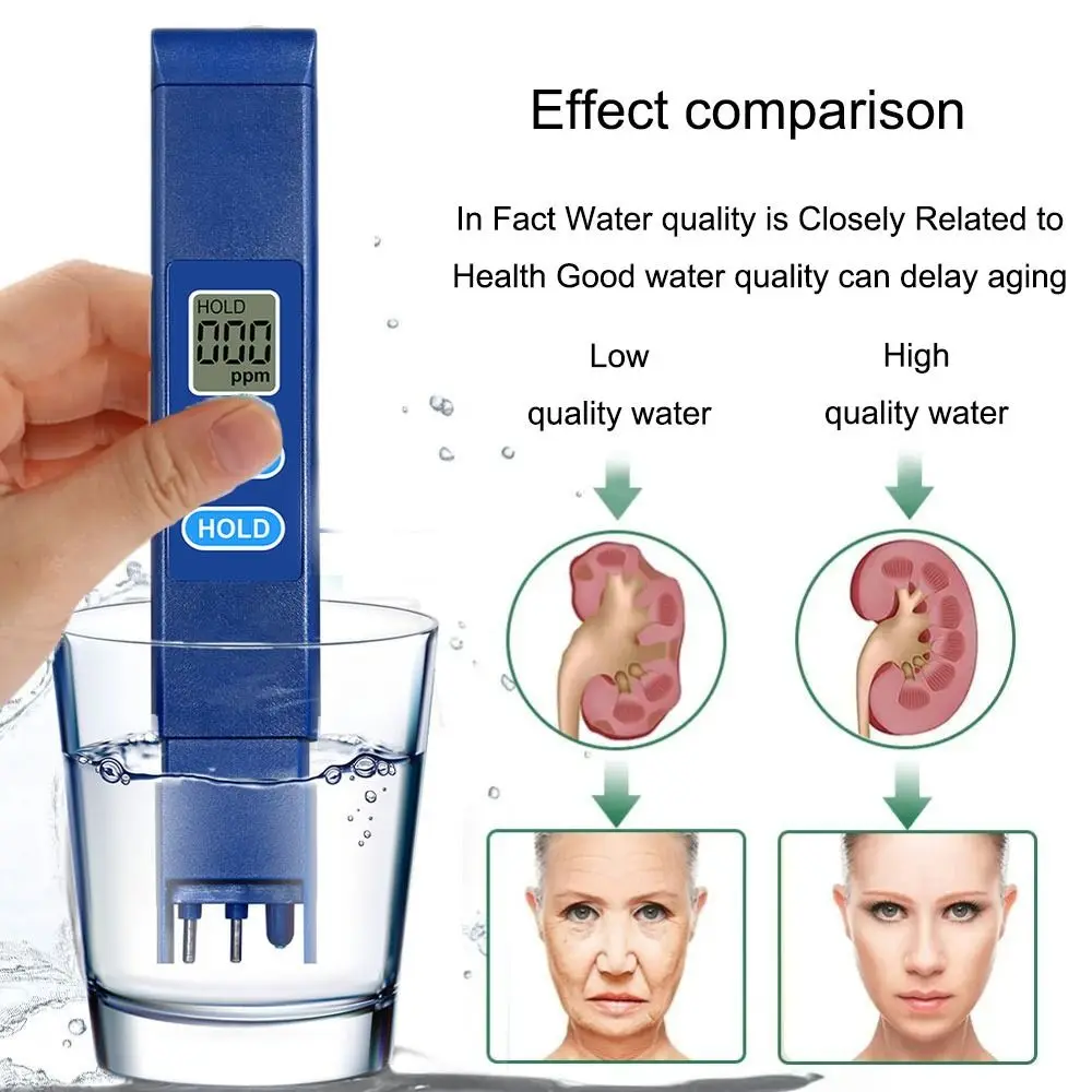 LCD Digital Display Household Water Test Pen Waterproof Multifunction Water Quality Meter High Accuracy 0-9990ppm