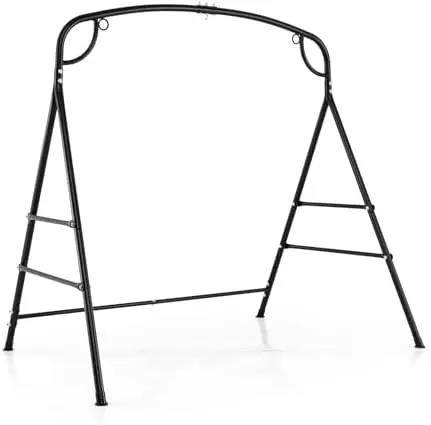 660-Lbs Metal Hammock Stand - Heavy Duty Porch Swing Stand w/ 4 Support Bars, 2 Hanging Ways, A-Frame Hanging Stand for