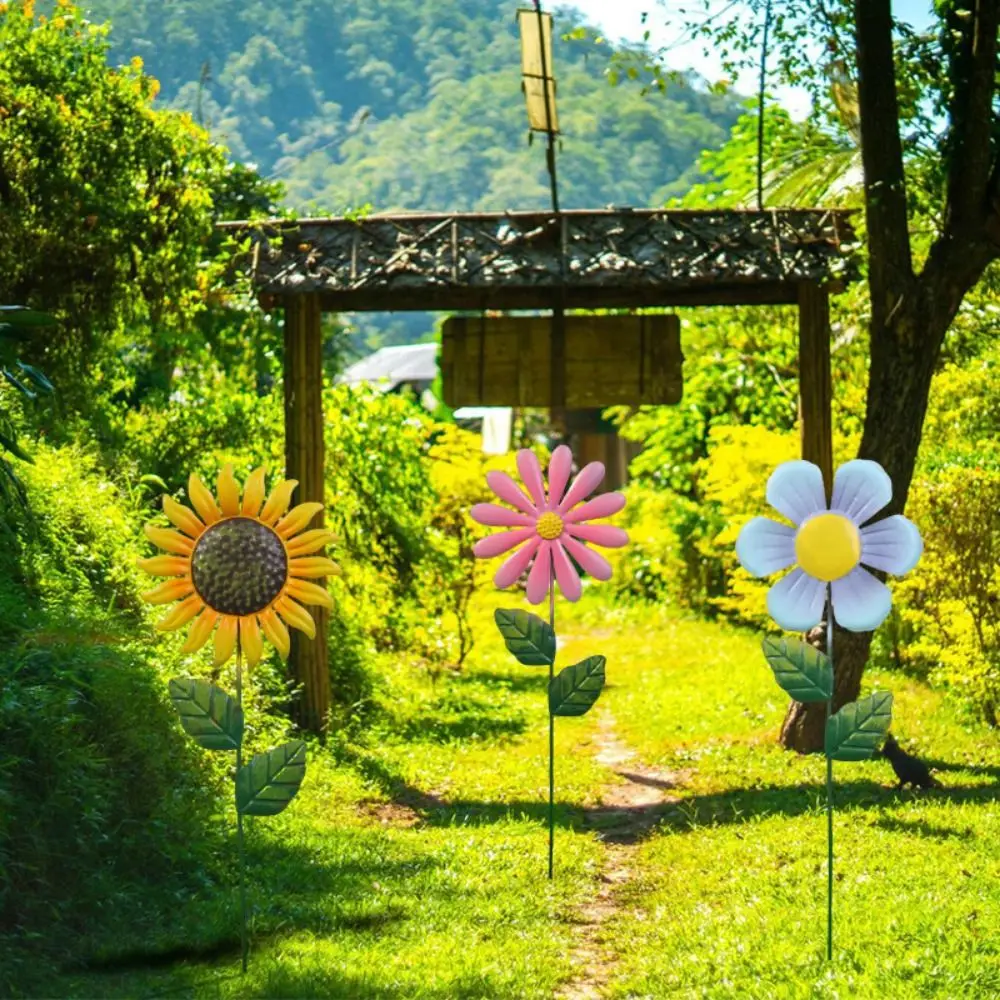 3Pcs Realistic Iron Art Flower Garden Stake Ornaments Cartoon Handmade Succulent Plant Card Unique Metal Flower Ornament Garden