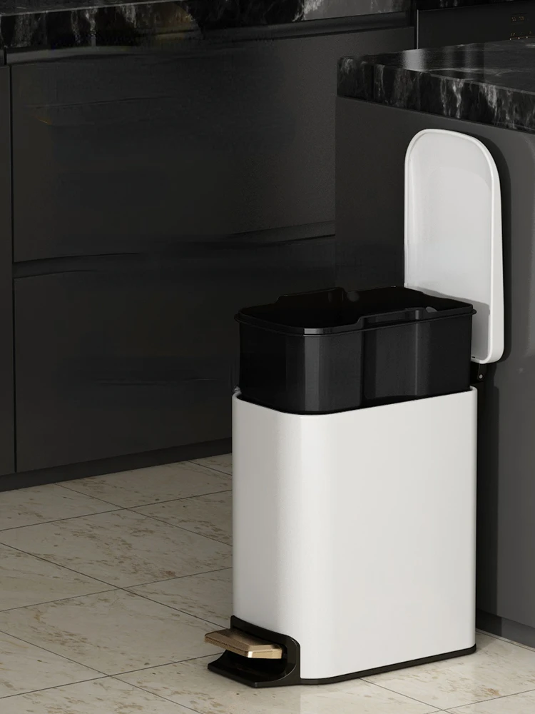 Imagem -04 - Lixo do Banheiro com Tampa e Balde Interno 304 Step Pedal Waste Bin Estreito Metal Wastebasket Lixo de wc 7l Aço Inoxidável