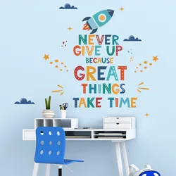 Personalized English Letters Rocket Wall Stickers Vinyl Baby Daycare Children's Room Art Stickers Home Decoration