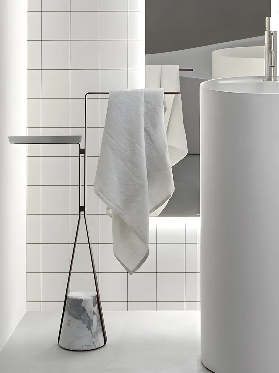 Marble bathtub rack, bathroom side toilet, toilet towel, no punching, floor towel rack