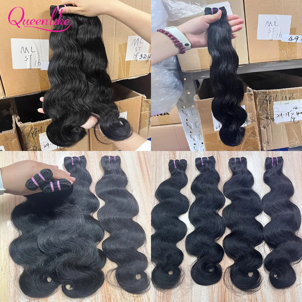 

Queenlike 15A супер двойные нарисованные вьетнамские необработанные пучки человеческих волос 24 24 24 объемные волны пучки человеческих волос для наращивания натуральных волос