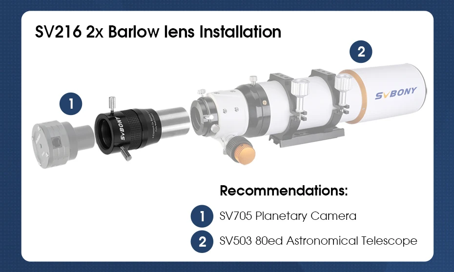 SVbony Zoom-Okular und 2X 4-Element Barlow-Linsenkombination SV245+SV216 für Planetenbeobachtung – Detail 21