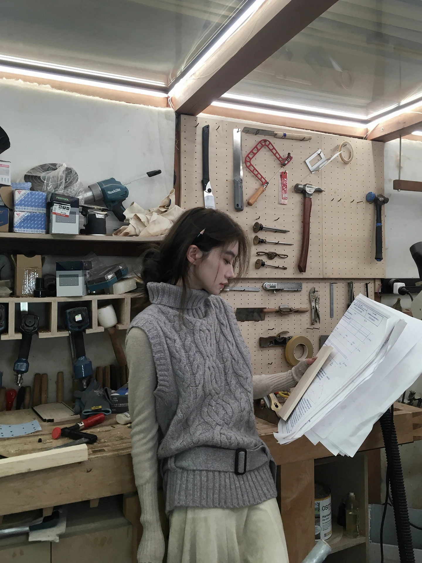 

Cunblvd High Ne Knitted Sweater Autumn Winter Slim Fit Wool Vest Top without Sves Knotted Design Faionable Versatile