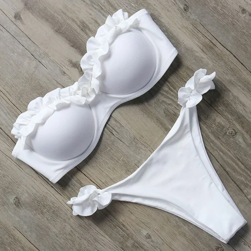 Bandeau strój kąpielowy bikini kobiety strój kąpielowy seksowne stringi wzburzyć Bikini Set Push Up strój kąpielowy damski brazylijski strój