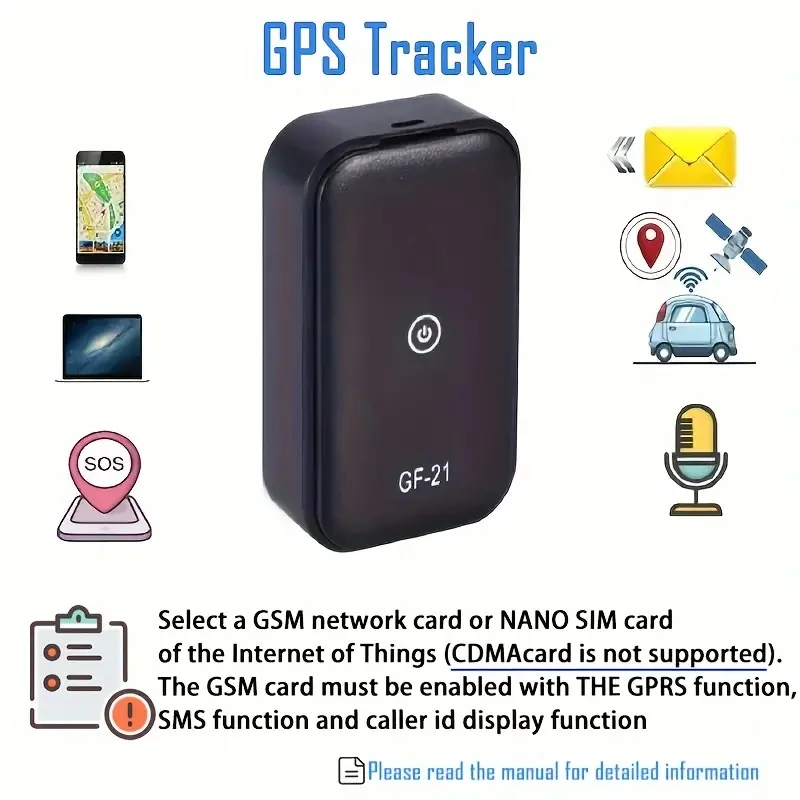 GF21 GPS Tracker Precise Positioning Mini CarTracker Universal Bike GPS Tracker for the Elderlyand Children