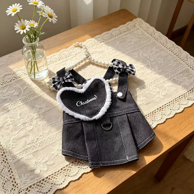 Vestido de mezclilla a cuadros para perros, chaleco primavera-otoño - imagen 4