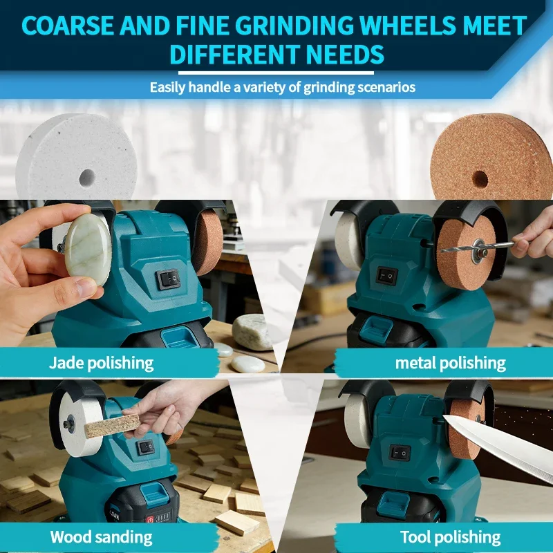 Makita 18V Cordless Bench Grinder | Dual Grinding Wheels for Metal, Stone Polishing & Knife Sharpening | Portable Power Tool