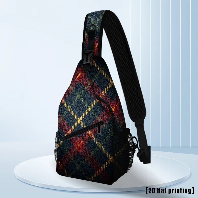 Classic Tartan Hiking Backpack Crossbody Shoulder Bag Single Shoulder Chest Bag Adjustable Shoulder Strap Large Capacity