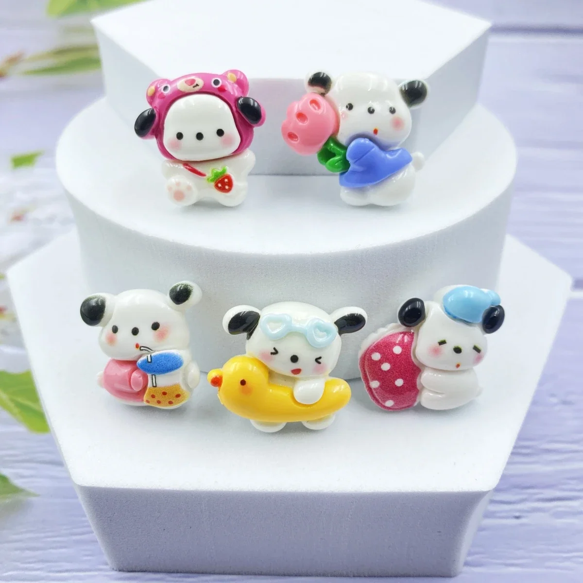 10PCS Cartoon Puppy Flat Back Resin Figurines DIY Scrapbook Bow Accessories Home Crafts