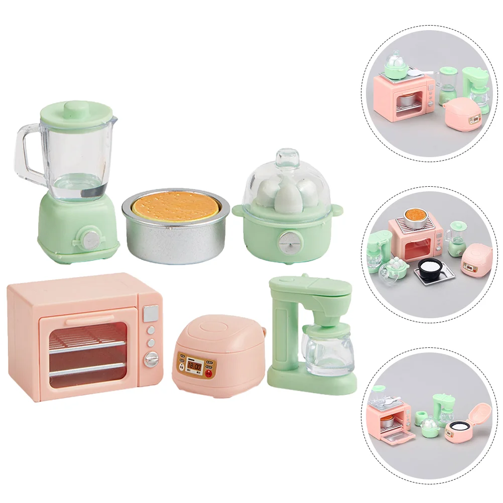 Casa de bonecas mini cozinha panela de arroz casa de bonecas aparelho comida jogar utensílios em miniatura adorável abs aparelhos minúsculos