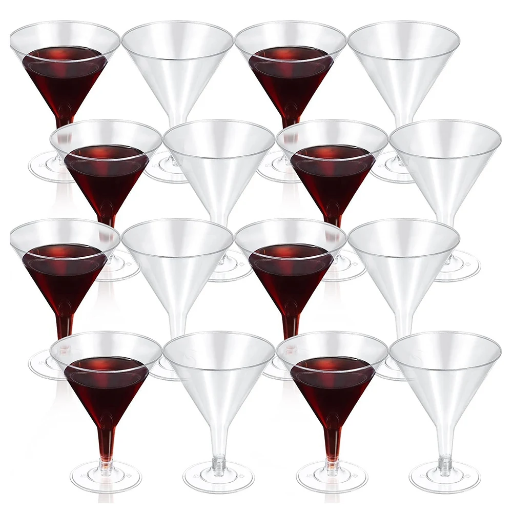 Plastic Martini Glasses, Clear Wine Glasses Reusable Party Cups Dessert Cups for Cocktail Champagne Flutes Dessert