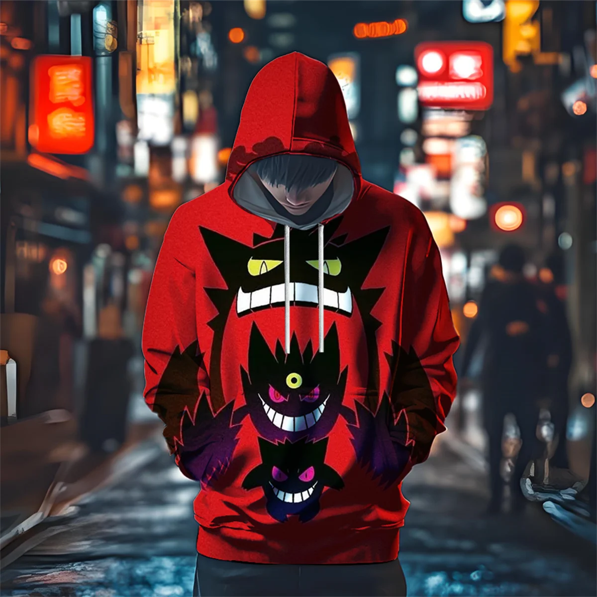 (Miniso)Japanese Anime Pokemon Gengar Autumn Hoodie Street Causal Style Comfort Shirt Man Women Hoodies Hoodie New & Sweatshirts