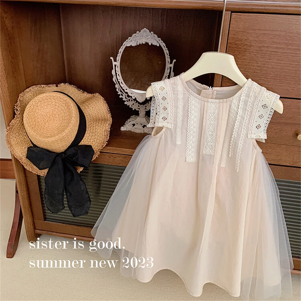 Sleeveless Lace Girls\' Dress Summer Princess Skirt Camisole Skirt Puffy Skirt Mesh Skirt  xl01