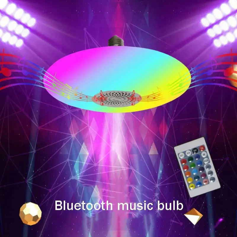 Luz LED de techo Con música, lámpara de techo que cambia de Color, Foco Led Rgb Con Bocina, Bluetooth Y Control Remoto