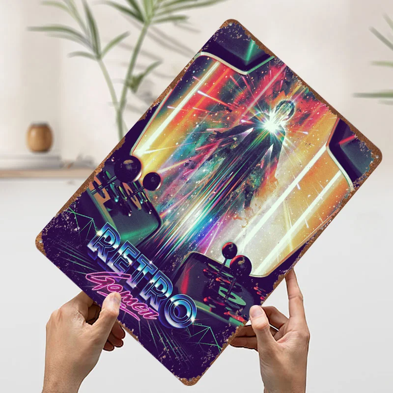 ألعابي الرجعية في طبعة أركيد قديمة ولكنها جديدة! ملصق معدني علامات معدنية جدار الفن رجل الكهف مخصص تين تسجيل للديكور المنزل