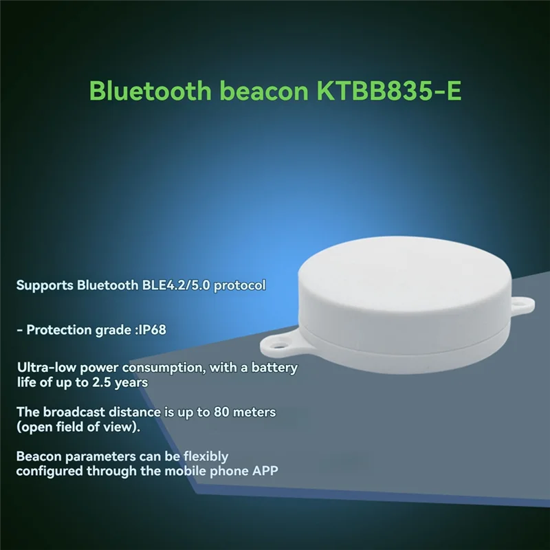 【¡Venta caliente!】 KTBB835-E 80M Baliza BLE de marketing de proximidad Bluetooth IP68 resistente al agua 2400Mhz-2483.5Mhz con sensor