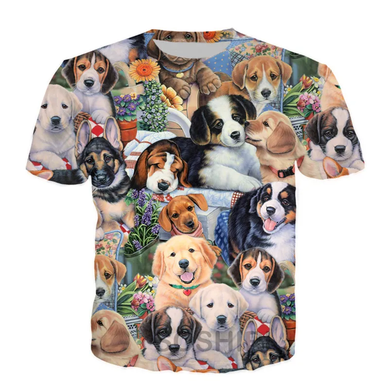 New Funny Animal Cat Dog graphic t shirts Summer Fashion Casual Trend Interesting Round Neck Tees 3D Printed streetwear Tops