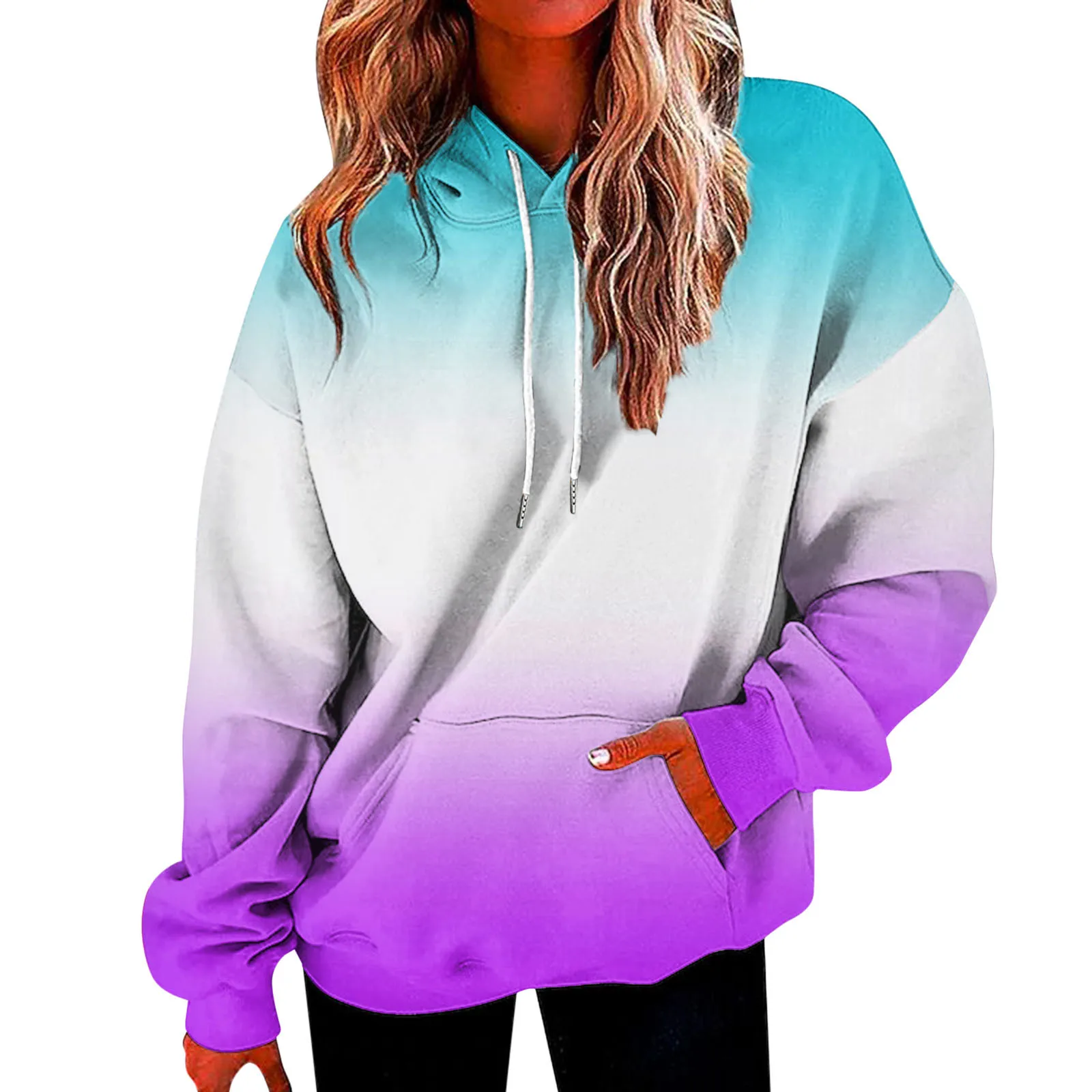 Womens Hooded Sweatshirt Long Sleeve Drawstring Sweatshirt Loose Fairycore Cropped Tops