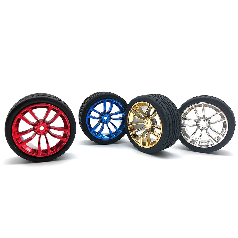 65mm Diameter Chassis Rubber Wheel, Special Chassis Wheel for Smart Car Robots, with Hexagonal Coupling