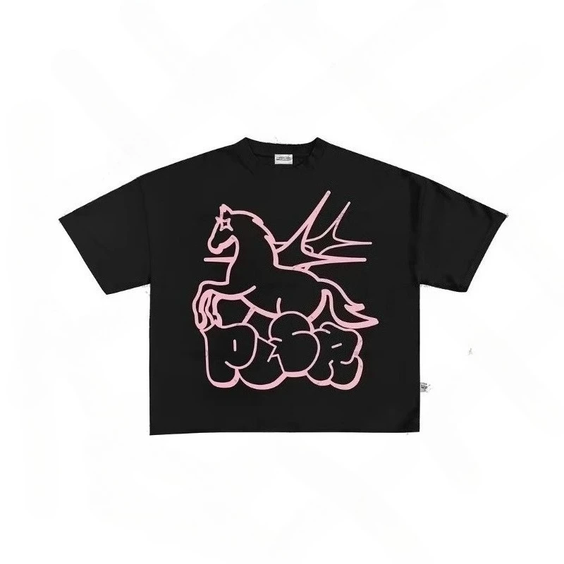 

2025 New American Street Hip-hop Casual Loose Cotton T-shirt Men Retro Harajuku Y2K Fashion Oversized Top Women